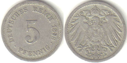 1898 F Germany 5 Pfennig A000409